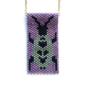 Firebug Beetle Necklace in matte metallic beads