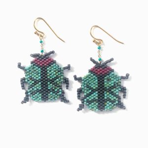 Leaf Beetle in Turquoise and rose
