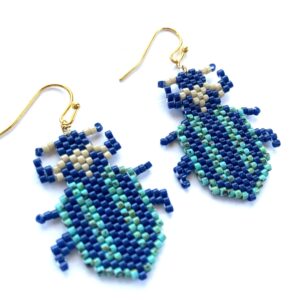 Striped Ladybug - in picasso turquoise and navy