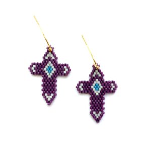 Cross Earring - purple